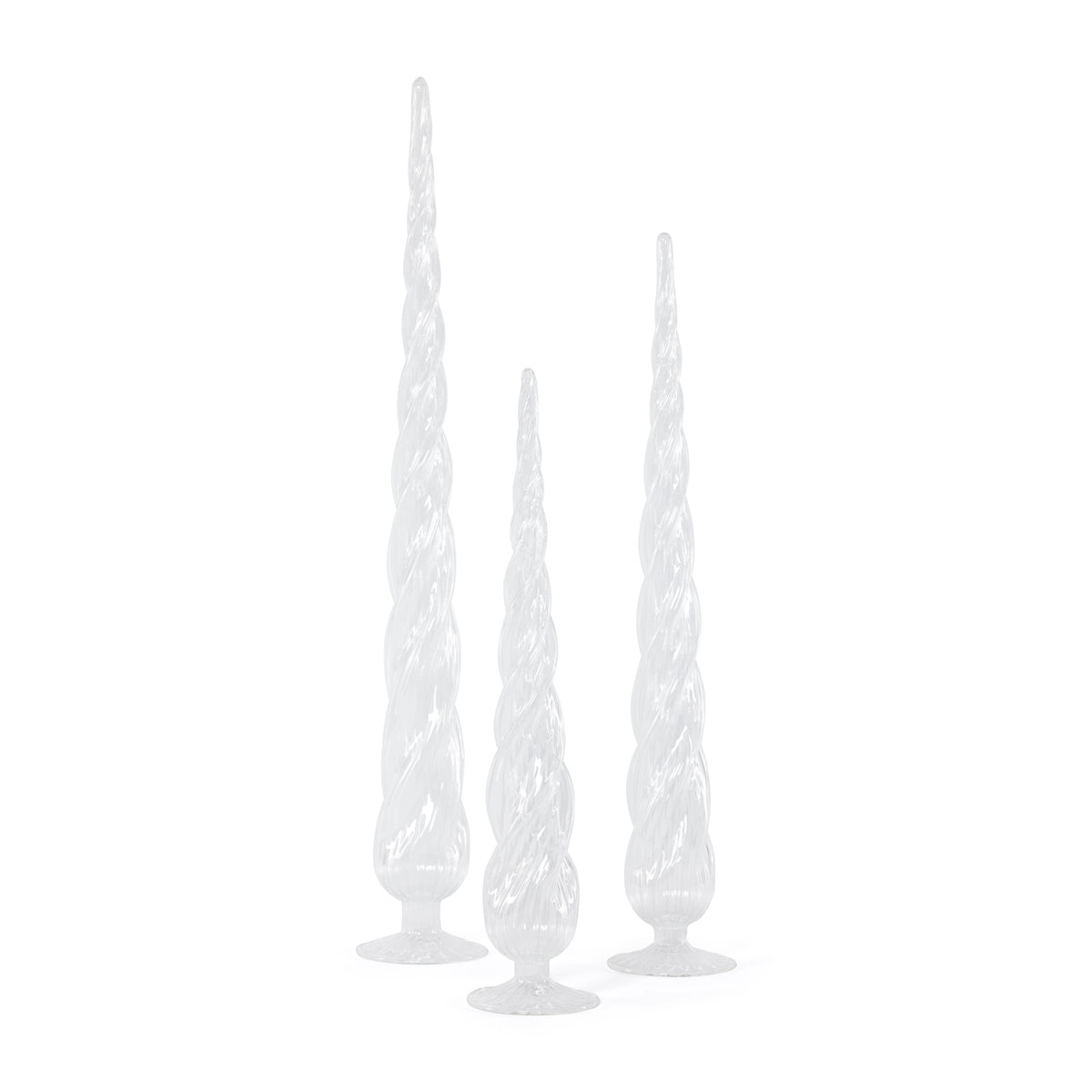 Twisted Glass Decorative Trees - 3 Assorted Sizes