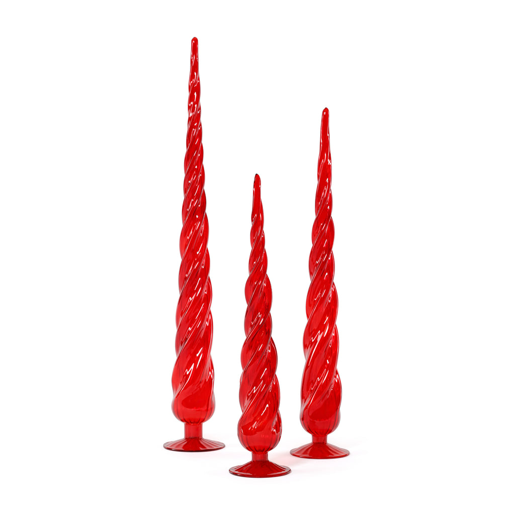 Twisted Glass Decorative Trees - 3 Assorted Sizes