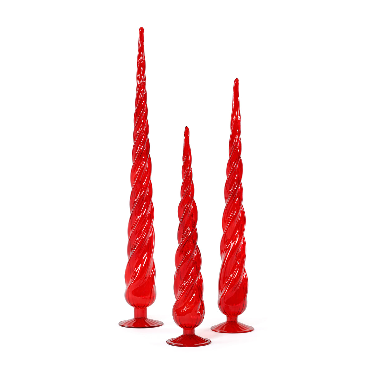 Twisted Glass Decorative Trees - 3 Assorted Sizes