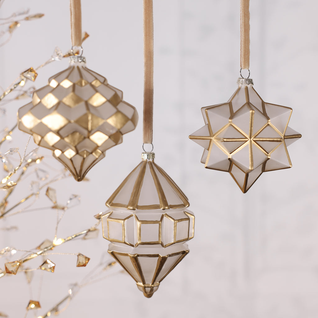 Lantern Style Glass Ornament - 3 Assorted Pieces