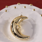 Crescent Moon Glass Ornament - 2 Assorted Pieces - Gold