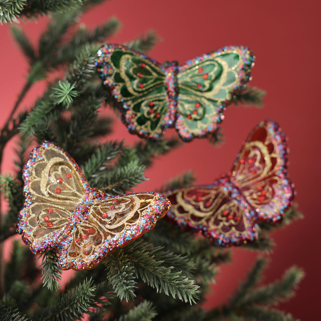 Glass Butterfly Clip-on Ornament