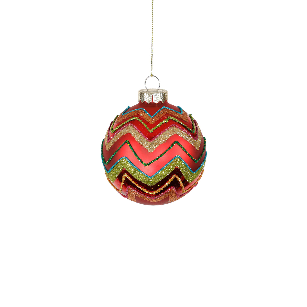 Multicolor Zigzag Glass Ball Ornament