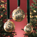 Leaf Pattern Glass Ball Ornament