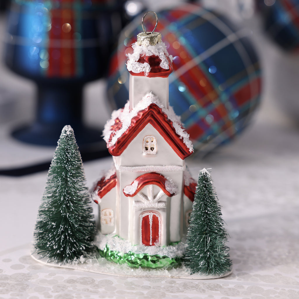 Village Glass Ornament - 3 Assorted Styles - 3 pcs Assorted Styles
