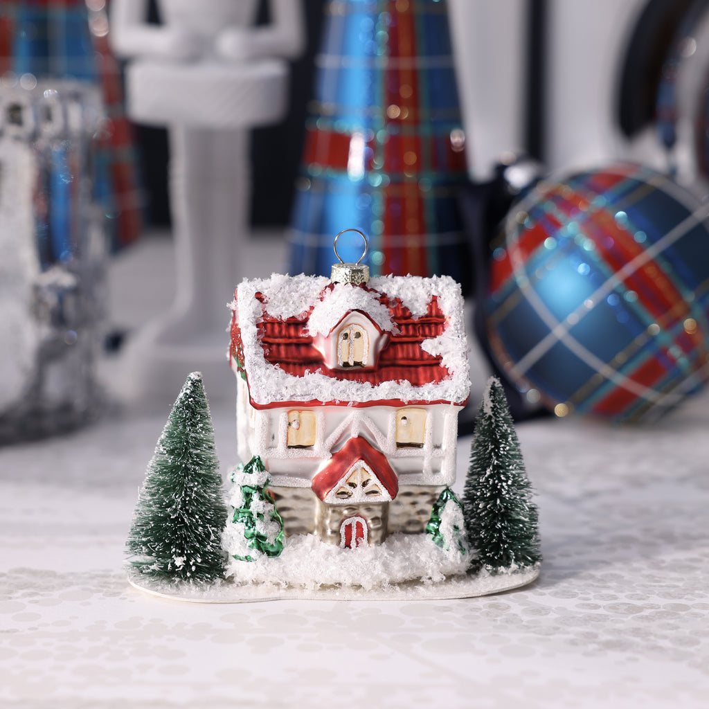 Village Glass Ornament - 3 Assorted Styles - 3 pcs Assorted Styles