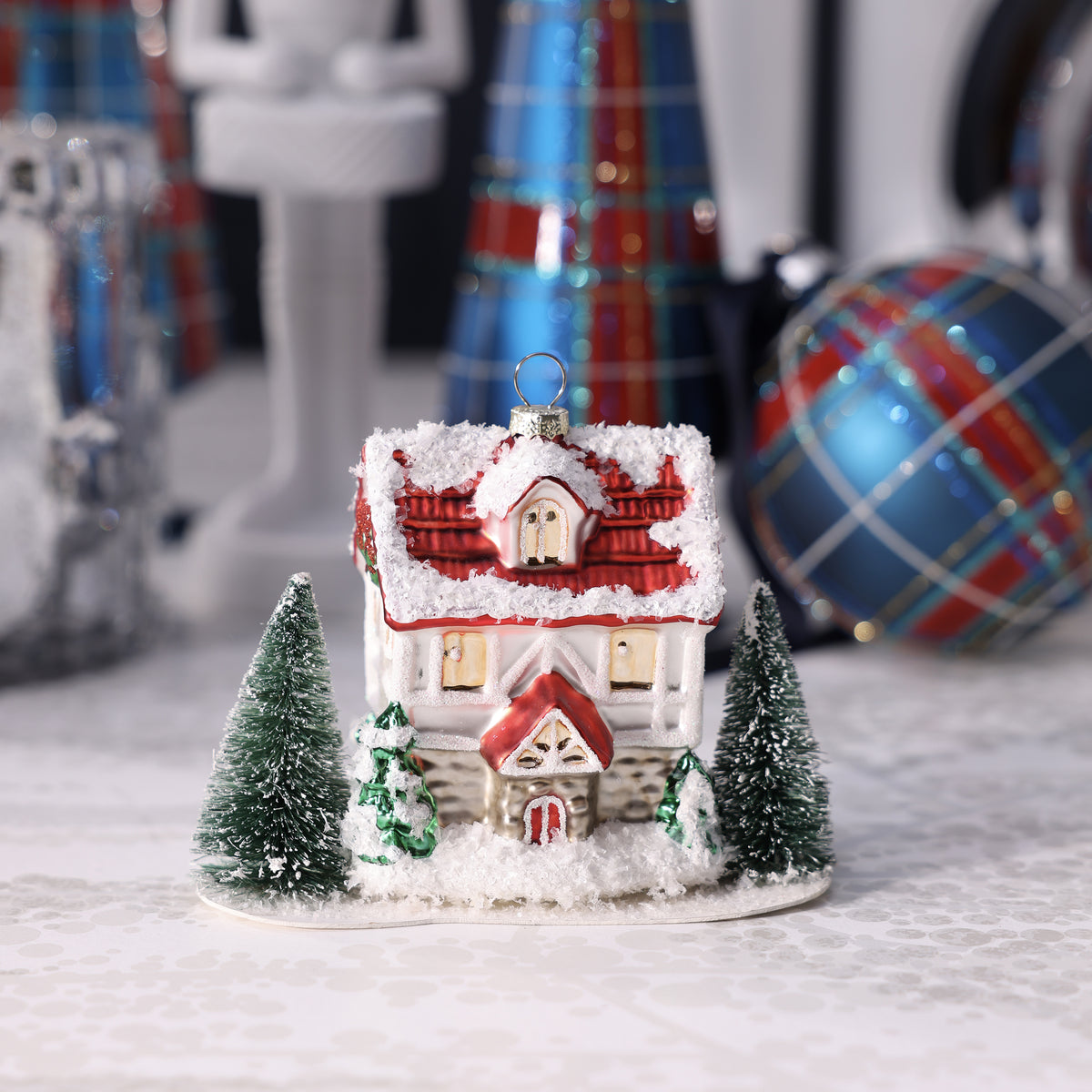 Village Glass Ornament - 3 Assorted Styles - 3 pcs Assorted Styles