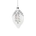 Glass Ornament with Beaded Leaf Design - White