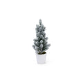 Snow Covered Flocked Tree in White Concrete Pot