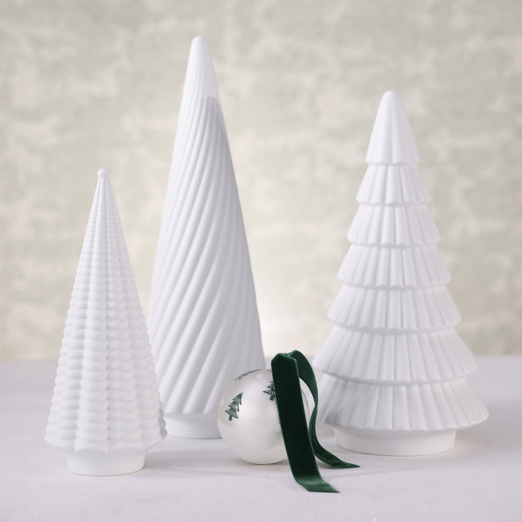 Matt White Porcelain Snow Swirl Tree - 15.25 in