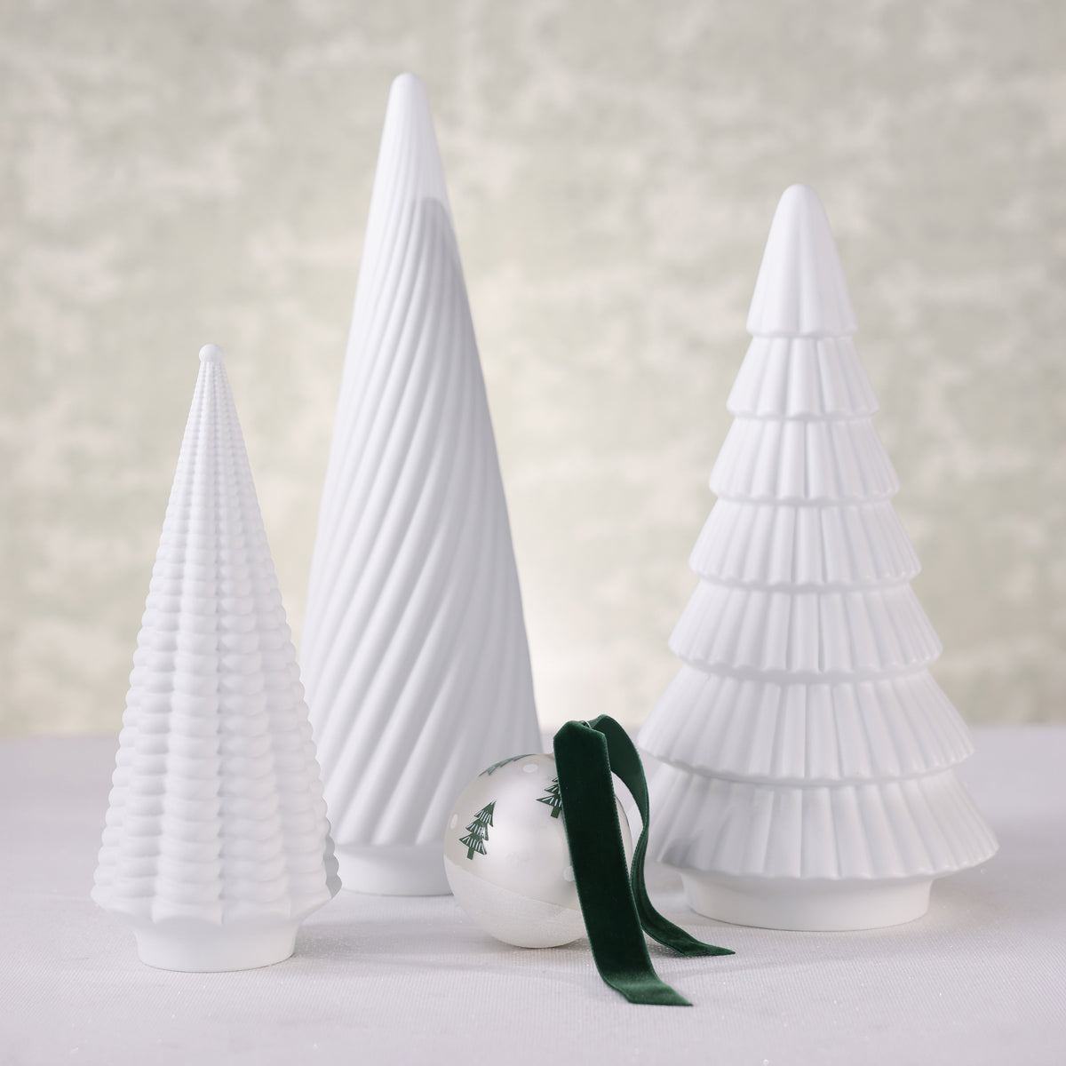 Matt White Porcelain Snow Swirl Tree - 15.25 in