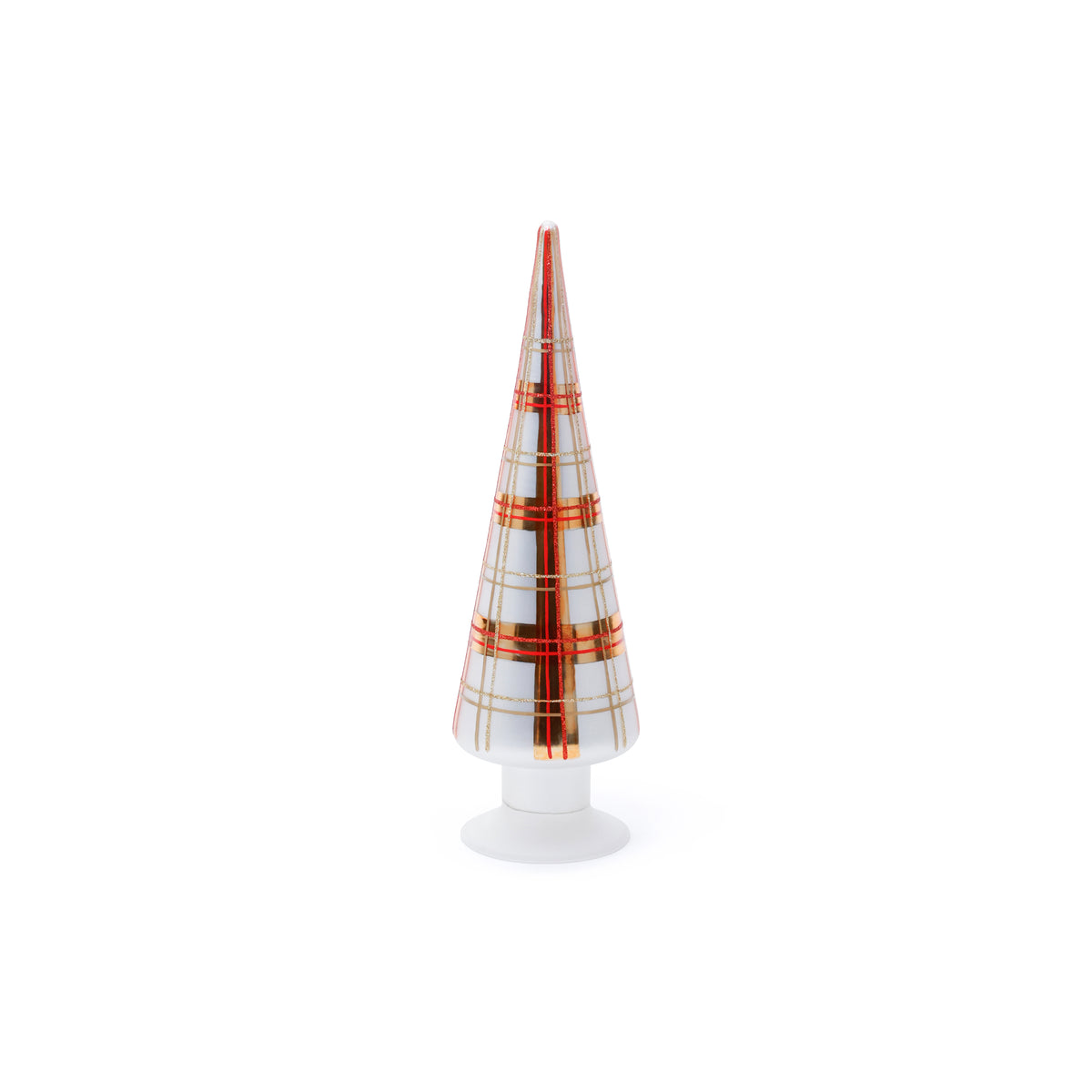 Plaid Glass Tree - 3 Assorted Sizes - Gold and Red