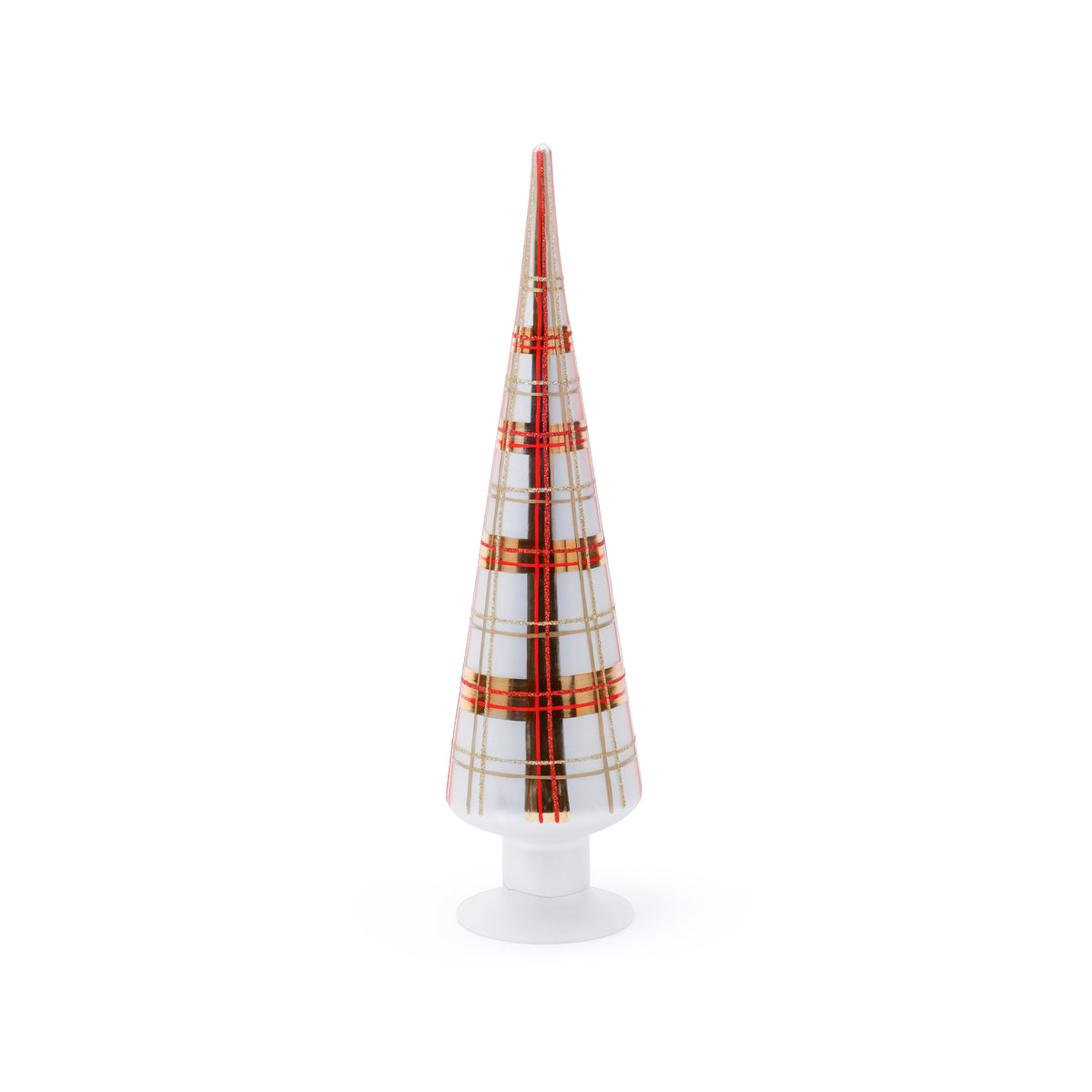 Plaid Glass Tree - 3 Assorted Sizes - Gold and Red