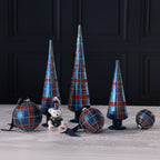 Plaid Glass Tree - 3 Assorted Sizes - Blue and Red