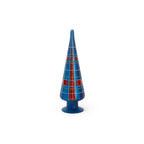 Plaid Glass Tree - 3 Assorted Sizes - Blue and Red