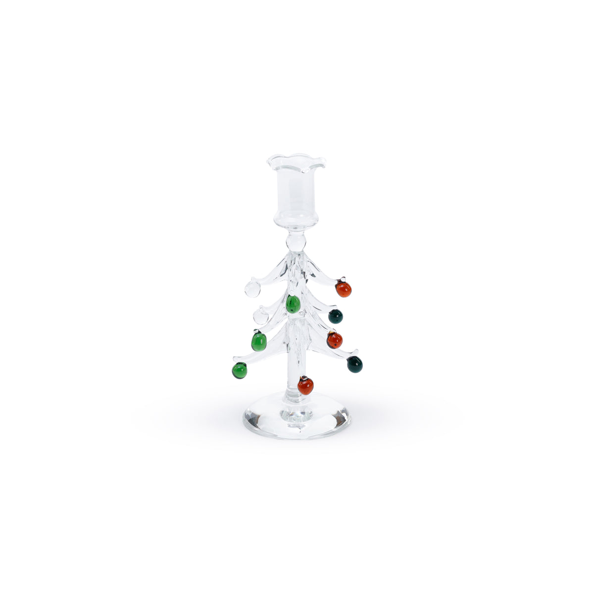 Holiday Tree Glass Taper Candle Holder