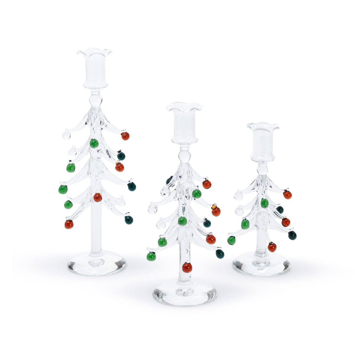 Holiday Tree Glass Taper Candle Holder