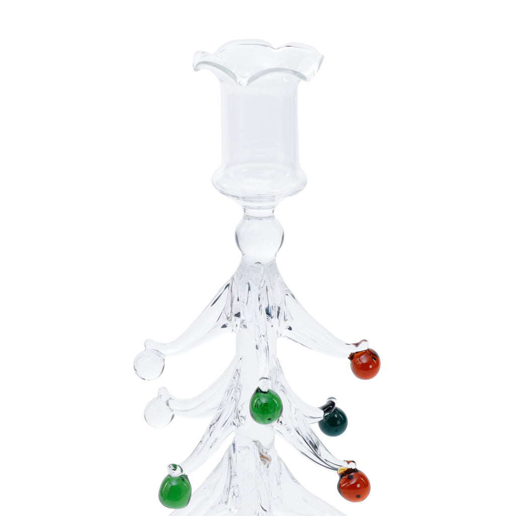 Holiday Tree Glass Taper Candle Holder