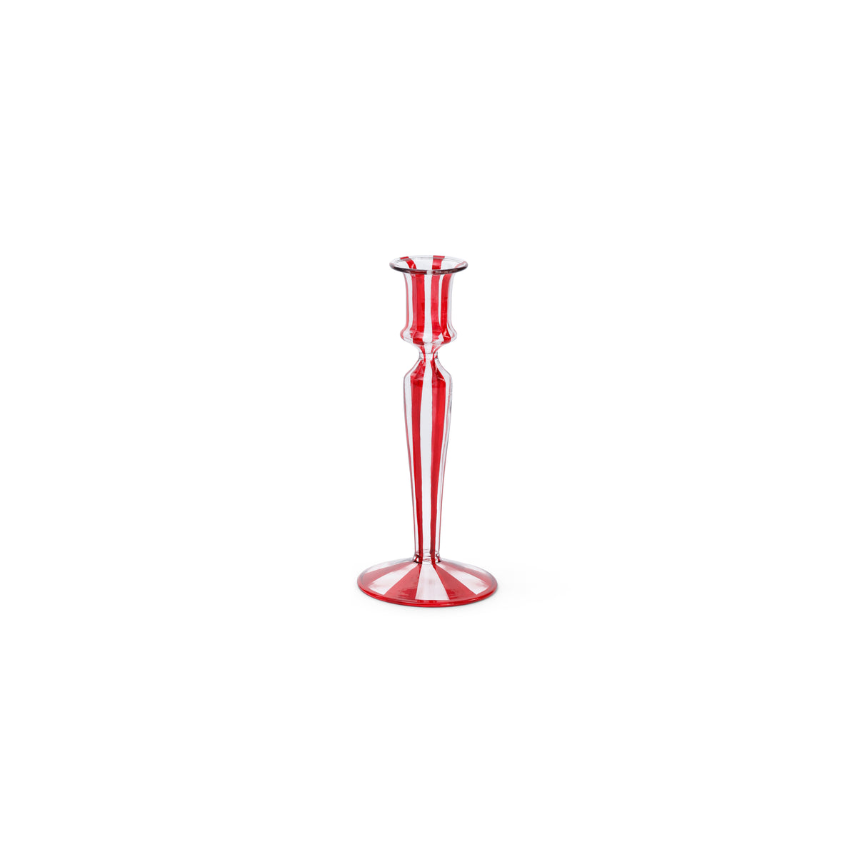 Red Stripes Glass Taper Holder