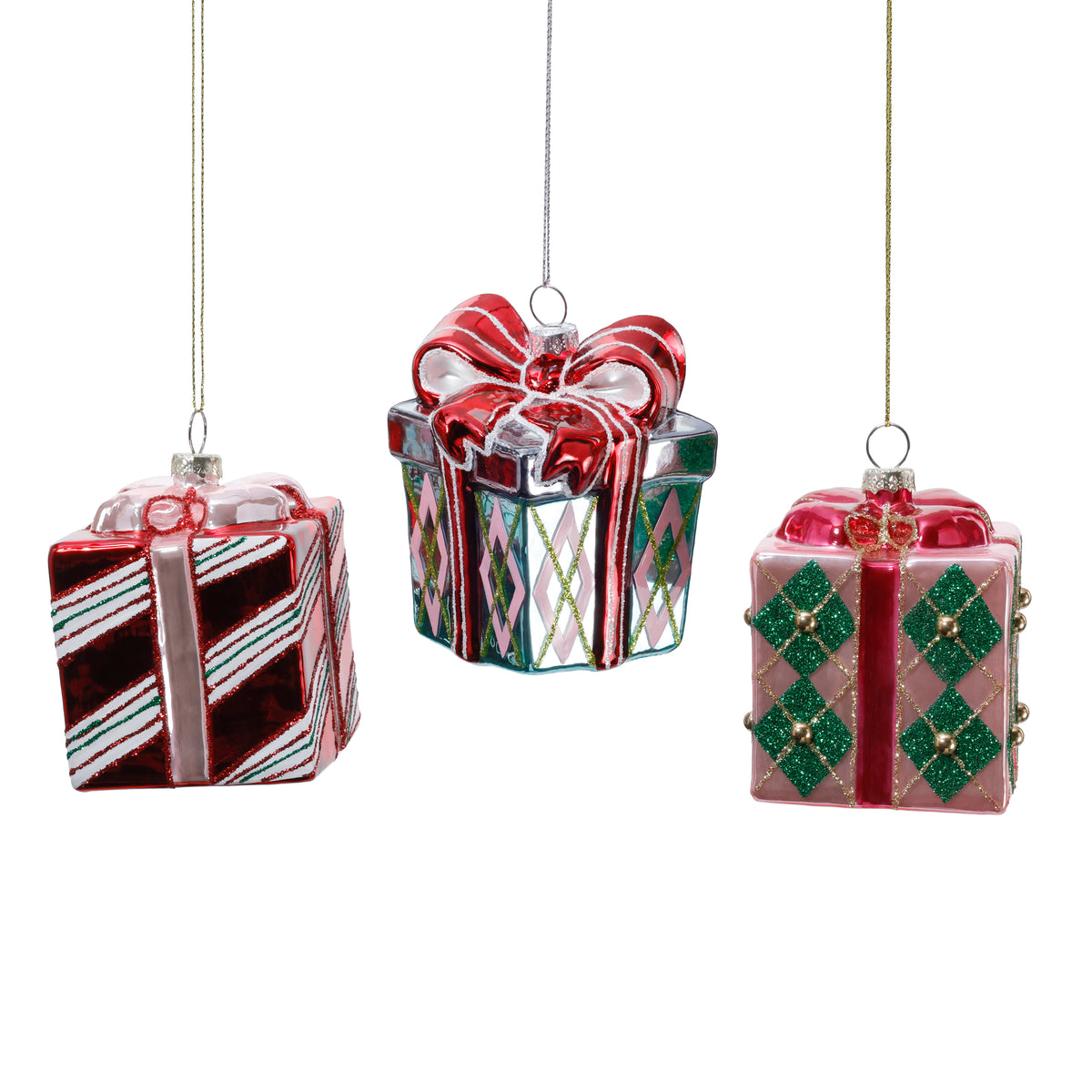 Present Glass Ornament - 3 Assorted Styles