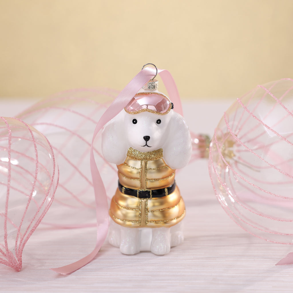 Après-Ski Poodle Glass Ornament