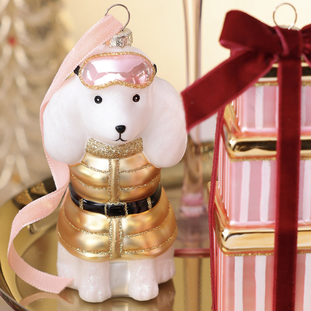 Après-Ski Poodle Glass Ornament