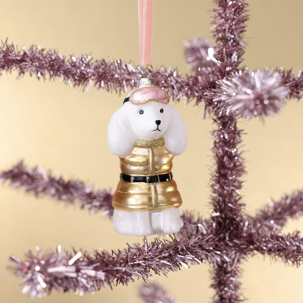 Après-Ski Poodle Glass Ornament