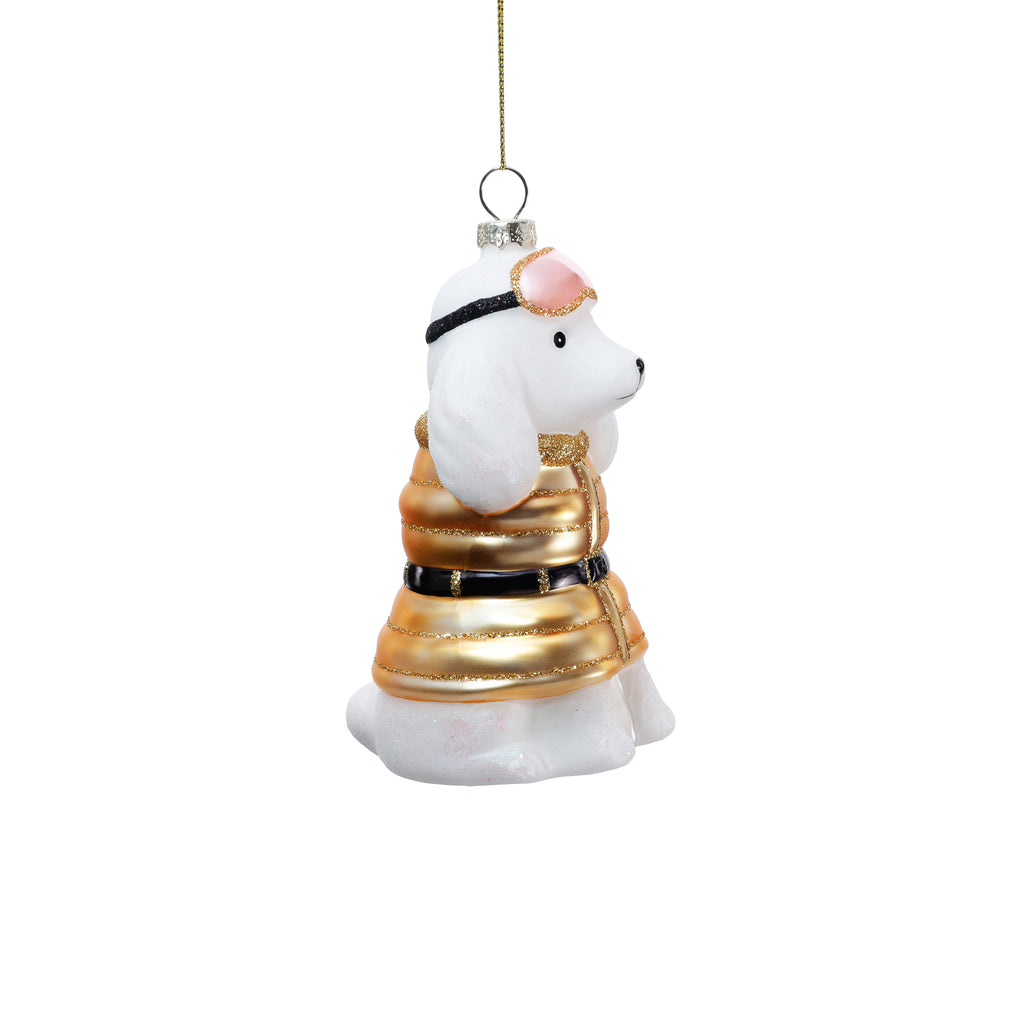 Après-Ski Poodle Glass Ornament