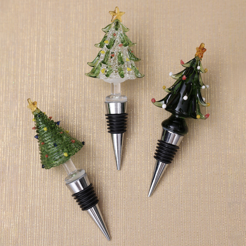 Glass Tree Bottle Stopper in Gift Box - 3 Assorted Designs