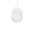 Clear Glass Sugar Ball Ornament with Feather