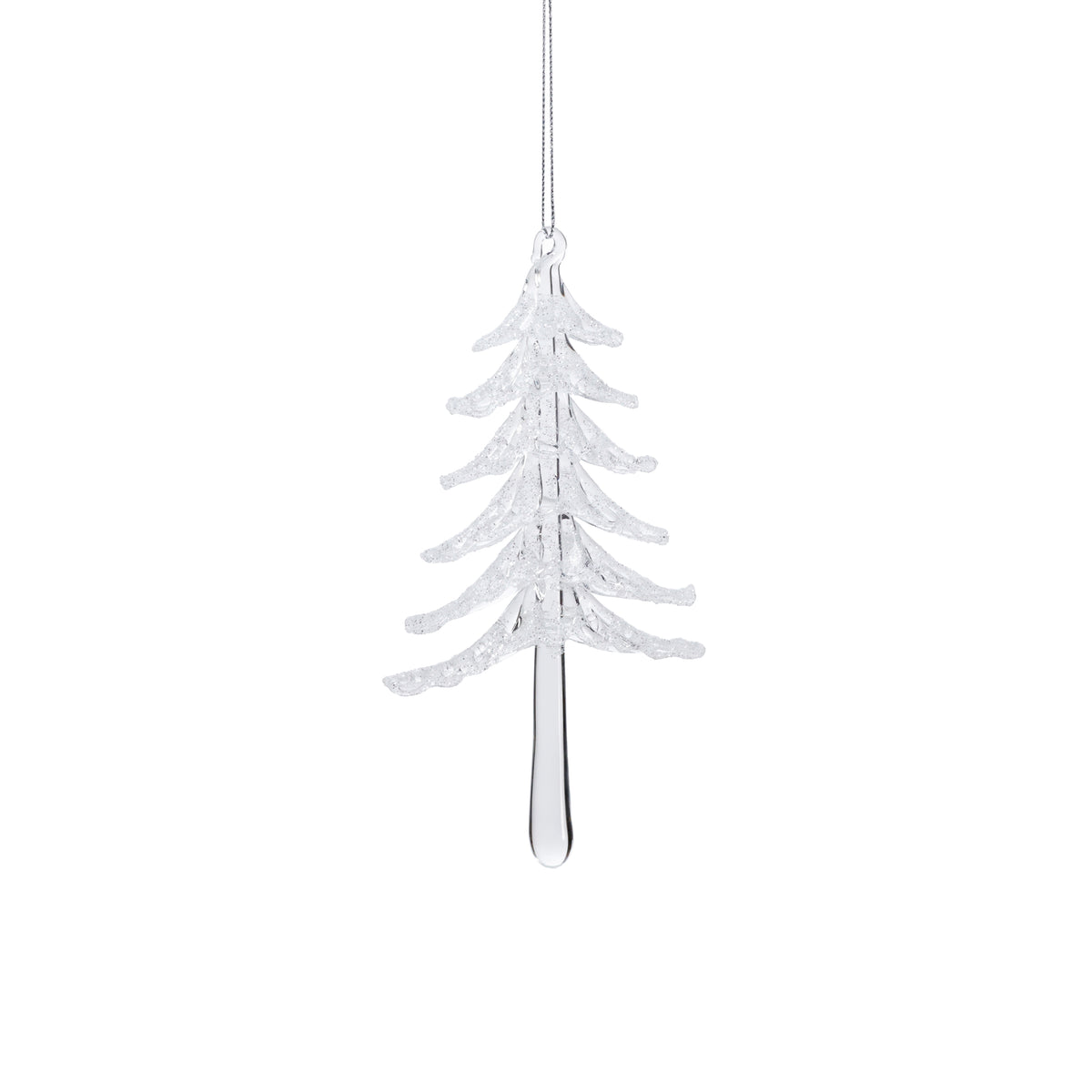 Clear Glass Snow Tree with White Glitter