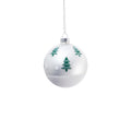 Matt White Glass Ornament with Scattered Trees