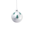 Matt White Glass Ornament with Scattered Trees