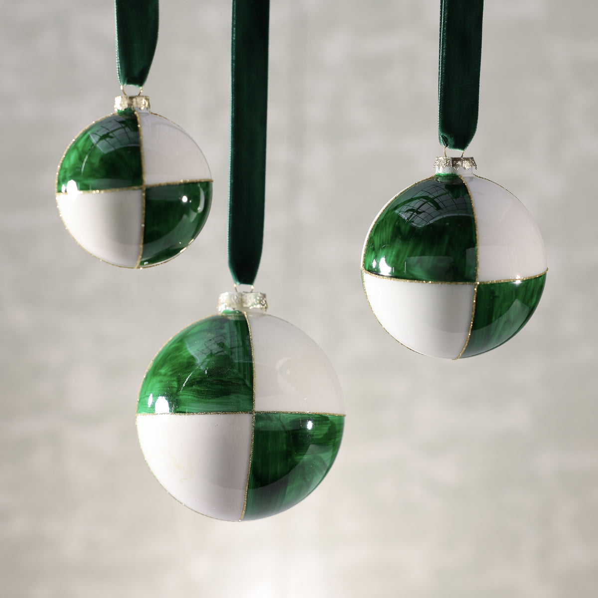 Gilded Emerald Glass Ball Ornament