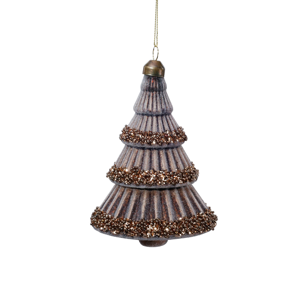 Antique Brown Glass Tree with Glittered Trim
