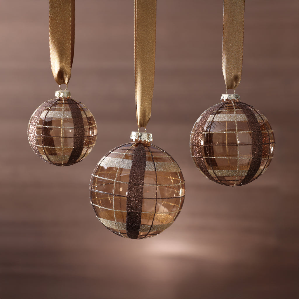 Lattice Ball Glass Ornament - Bronze