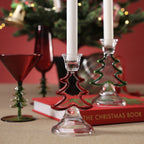 Christmas Tree Silhouette Glass Taper Candle Holder