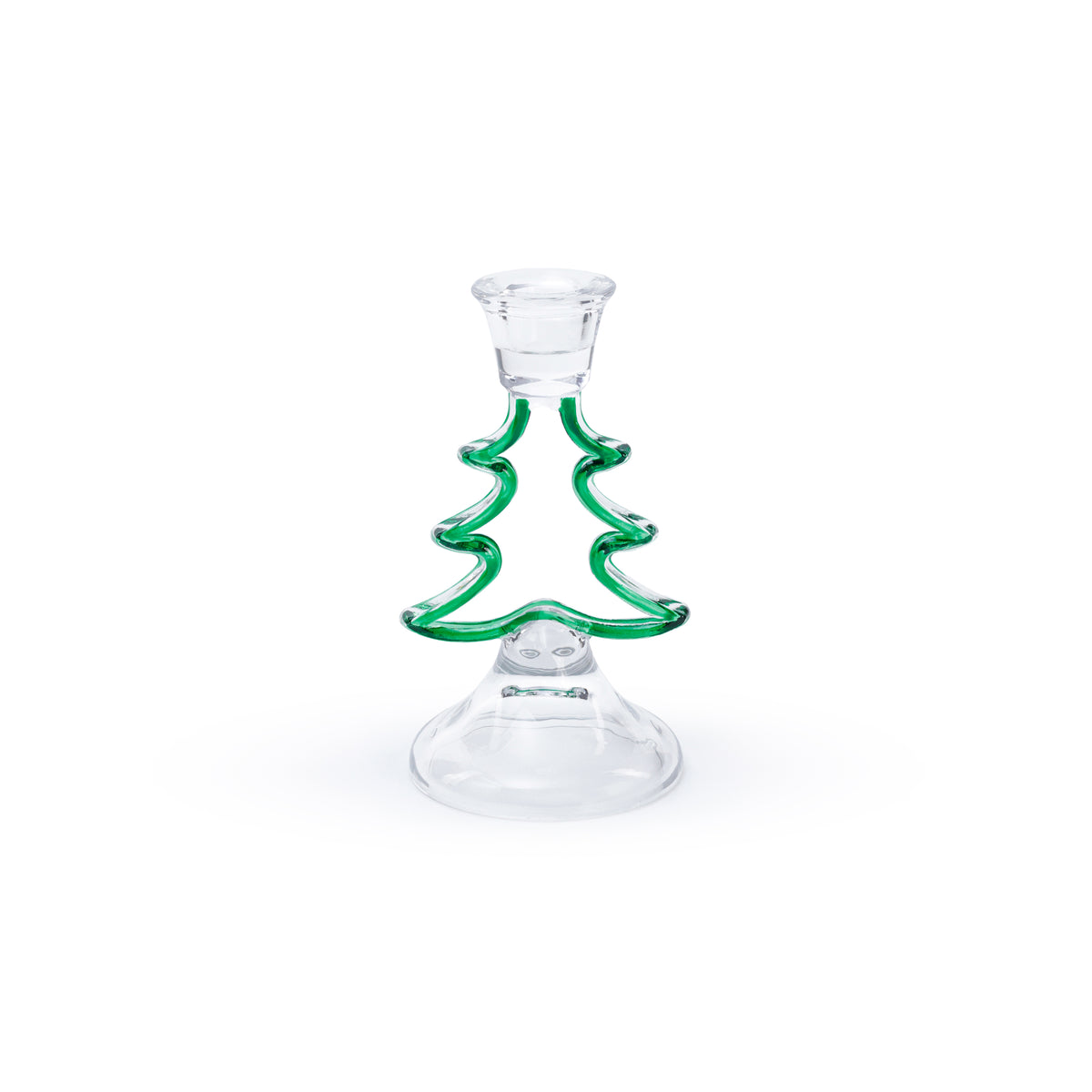 Christmas Tree Silhouette Glass Taper Candle Holder