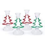 Christmas Tree Silhouette Glass Taper Candle Holder
