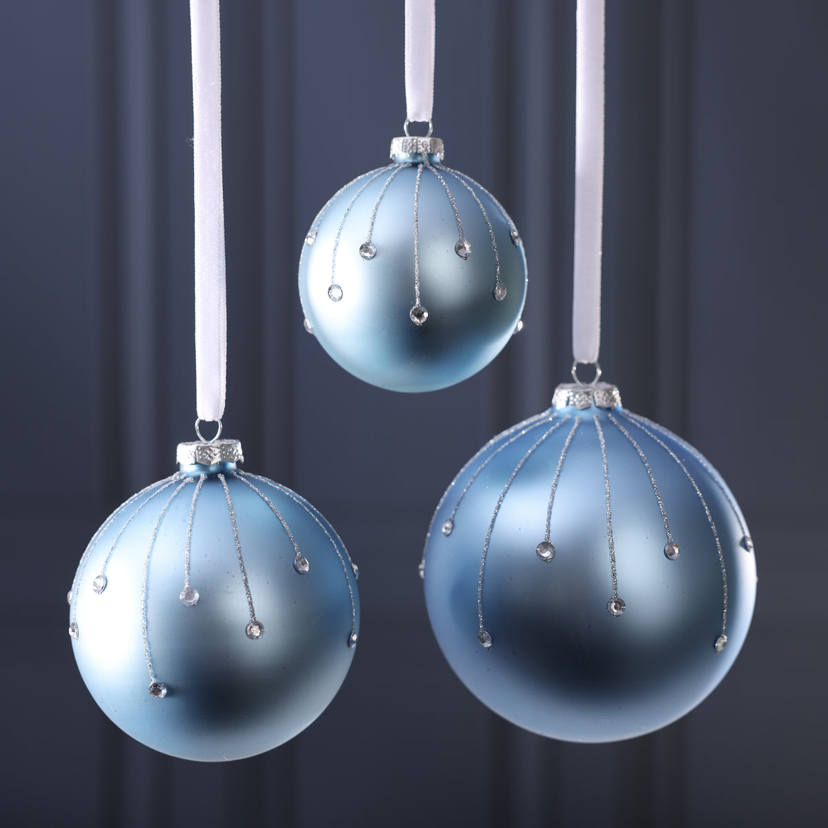Sapphire Drip Glass Ball Ornament