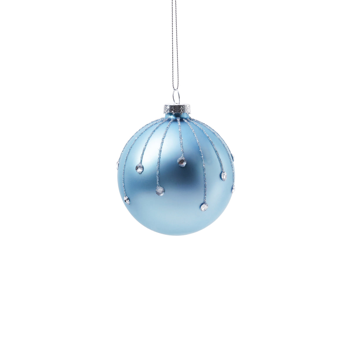 Sapphire Drip Glass Ball Ornament