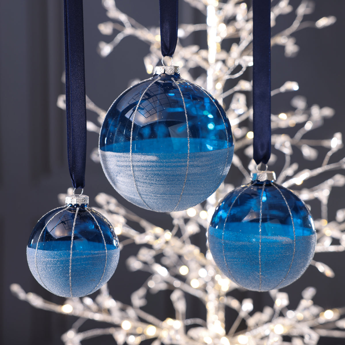 Azure Meridian Glass Ball Ornament