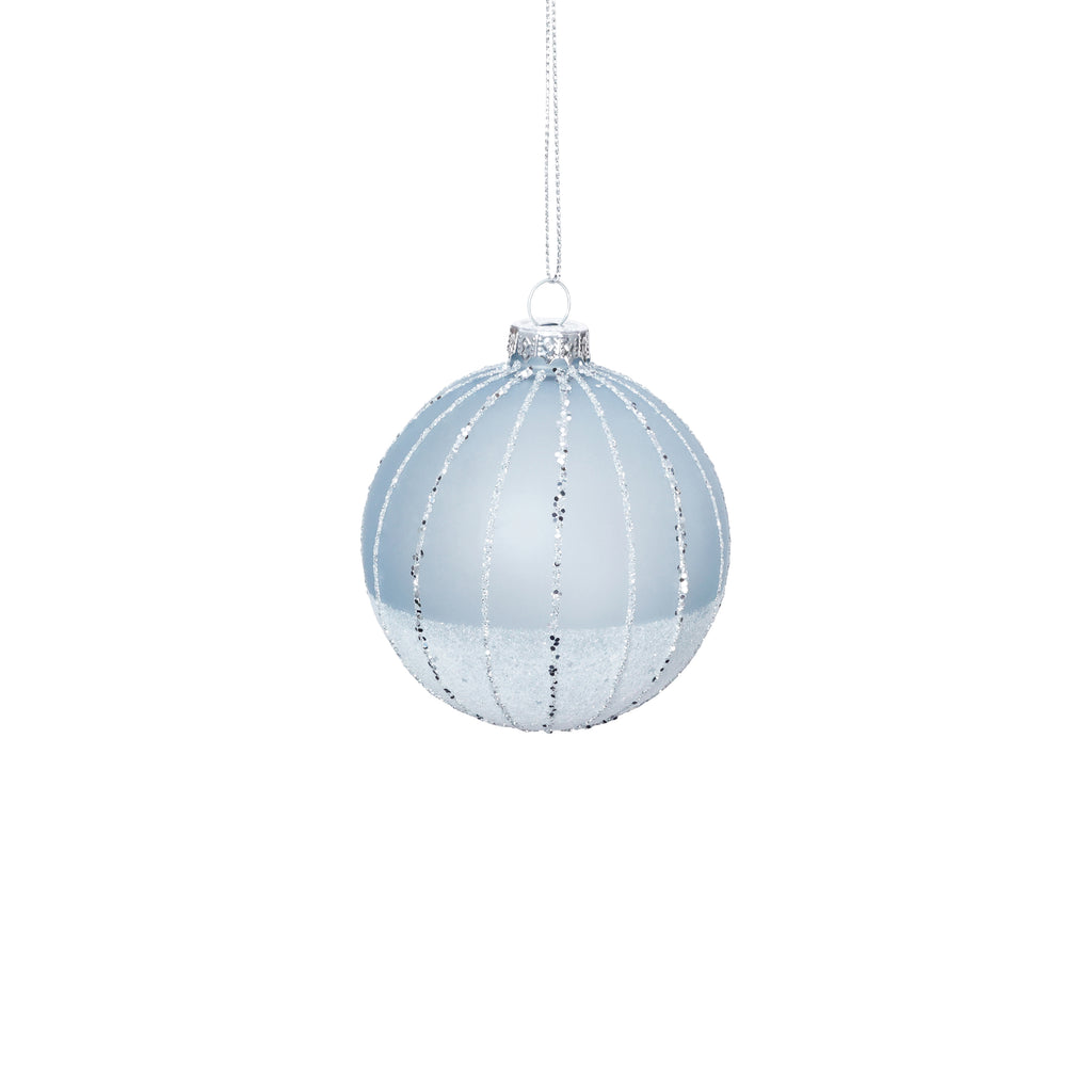Powder Blue Frost Glass Ball Ornament