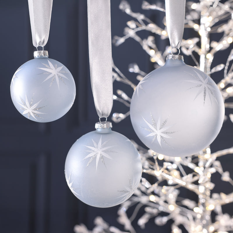 Arctic Starburst Frosted Glass Ball Ornament