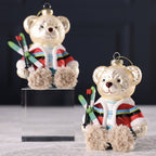 Bear with Skis Glass Ornament