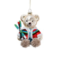 Bear with Skis Glass Ornament