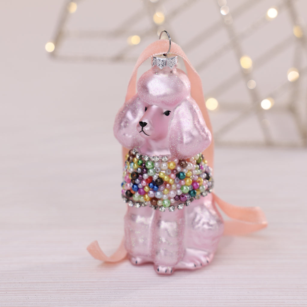 Glass Beaded Poodle Ornament
