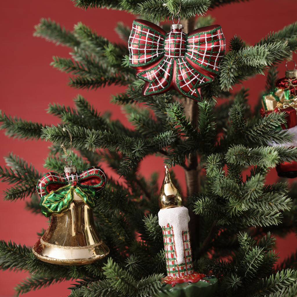 Festive Candle Drop Glass Ornament - Clip On - 2 Assorted Designs