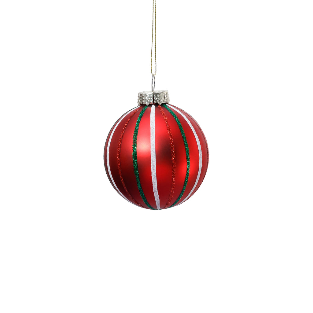 Classic Christmas Stripe Glass Ornament