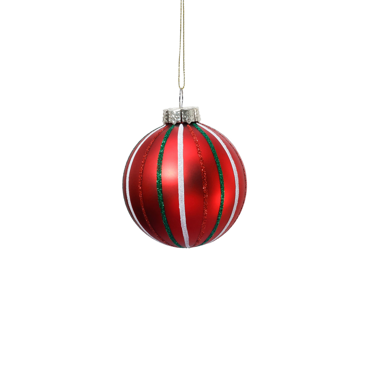 Classic Christmas Stripe Glass Ornament